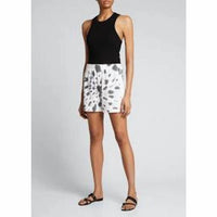 MONROW Kaleidoscope Tie Dye Pull on Shorts in grey white - women's shorts - detail view