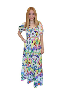 Joy Joy Tie Bustier Crop Top in island art - women's shirt - alternate view