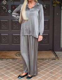Satin Button Down Shirt/Shacket