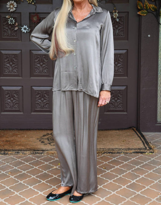 Satin Button Down Shirt/Shacket