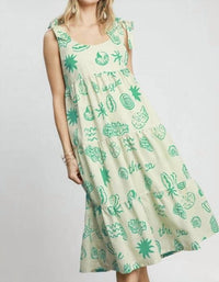 Umgee - Abstract Tiered Midi Dress