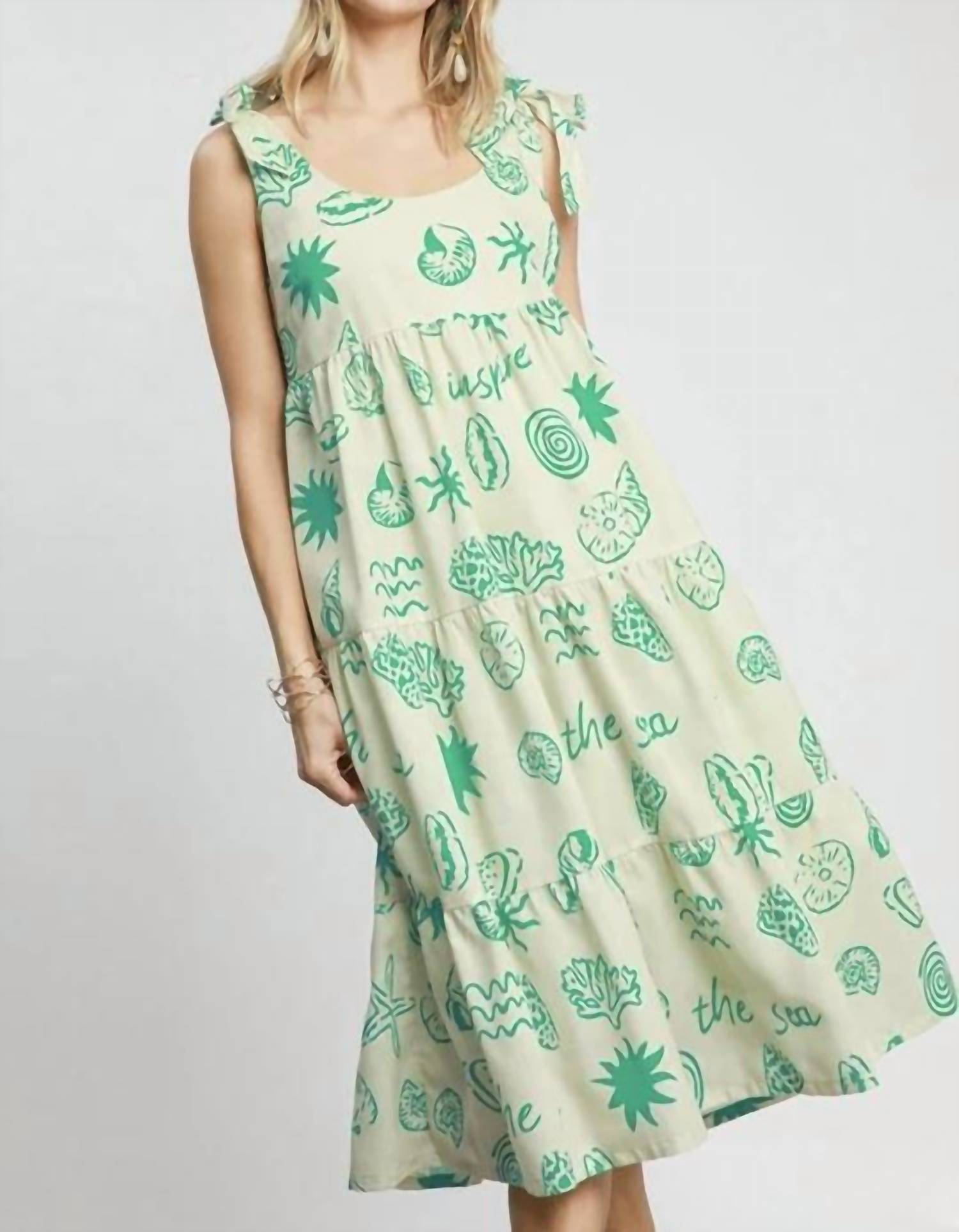Umgee - Abstract Tiered Midi Dress