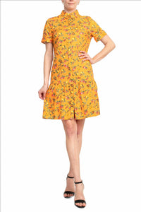Donna Morgan - Folded Sleeve Cotton Blend Dress With Pockets