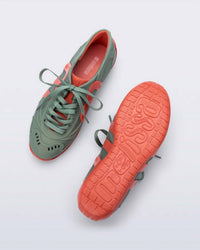 melissa Women's Motion Sneakers in orange green - women's sneaker - alternate view