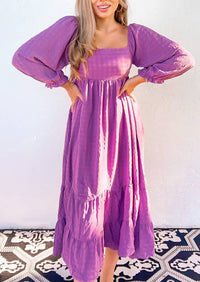 In The Beginning - Puff Sleeve Midi Dress