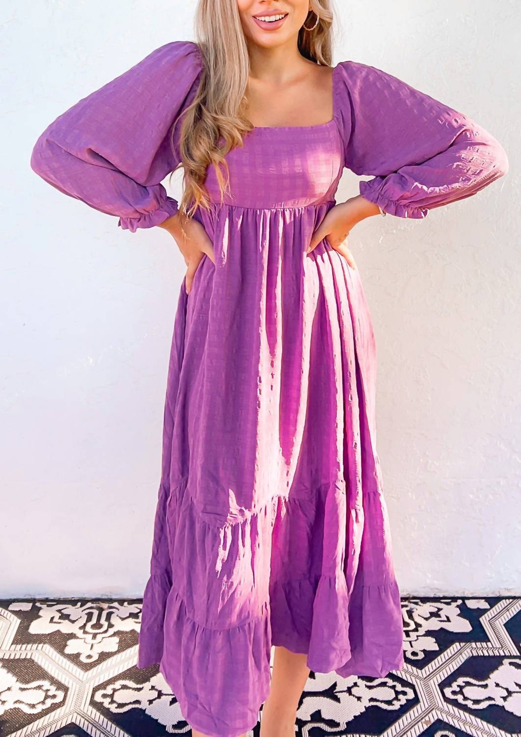 In The Beginning - Puff Sleeve Midi Dress