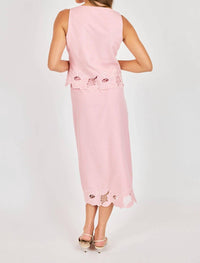 Sadie & Sage Blushing Lace Midi Skirt in pink - women's skirt - alternate view