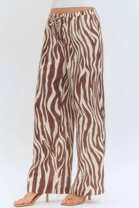 Entro - Elizabeth Zebra Print Drawstring Waist Pants