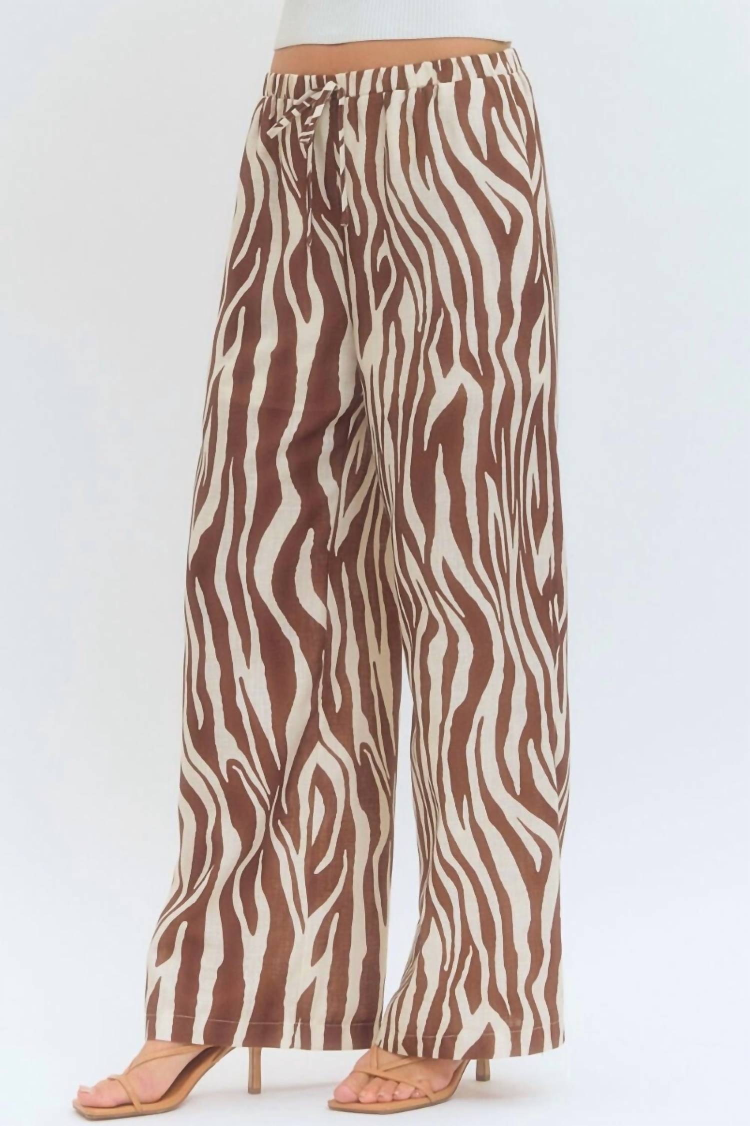 Entro - Elizabeth Zebra Print Drawstring Waist Pants