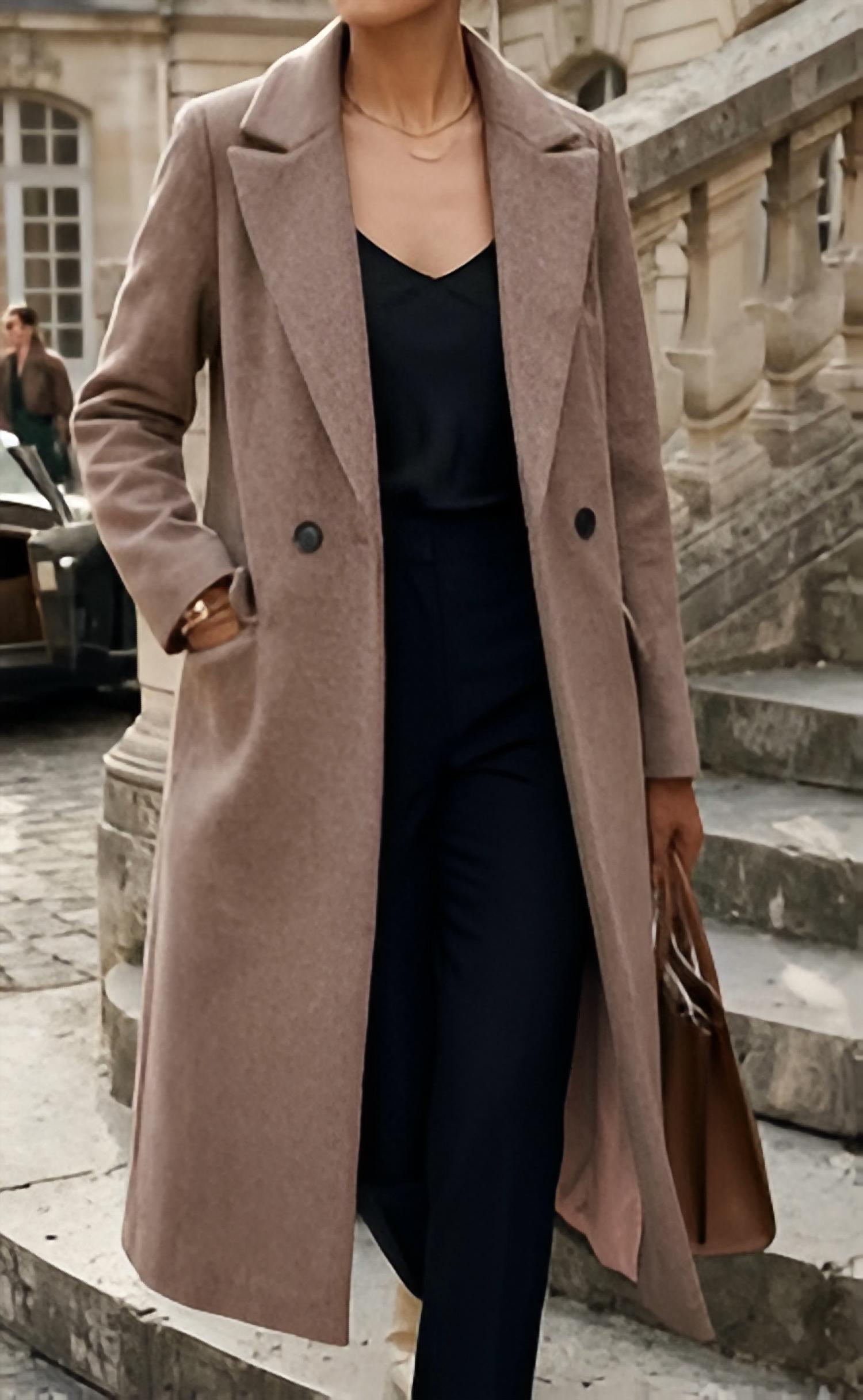 Shewin - Single Breasted Lapel Collar Overcoat