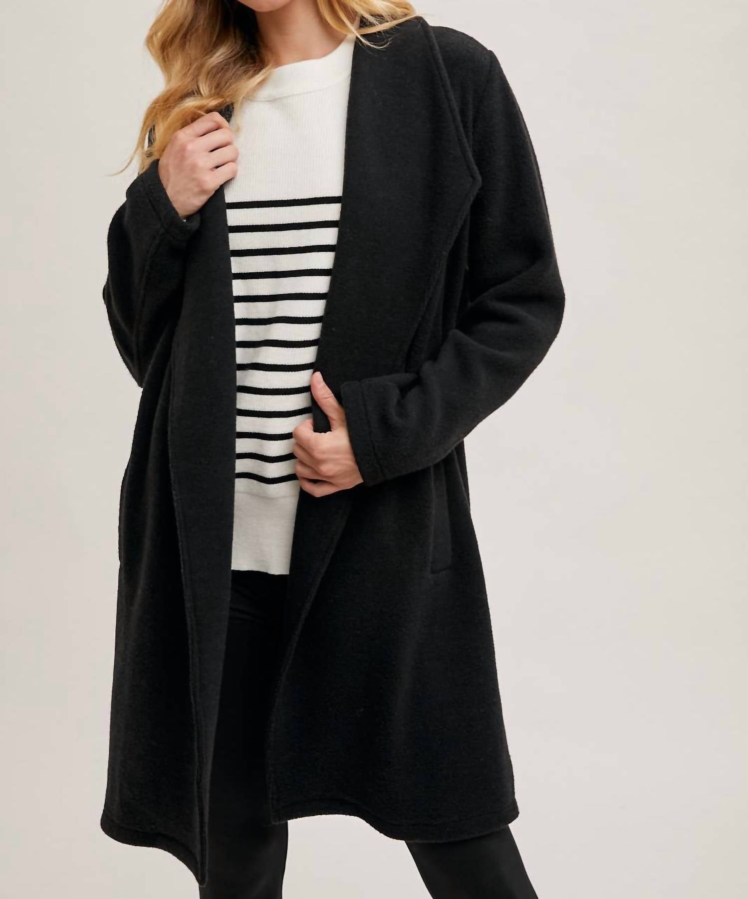 Bluivy - Longline Open Front Knit Coat