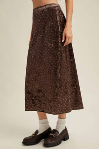 WISHLIST Velvet Floral Midi Skirt in brown - women's skirt - view 4