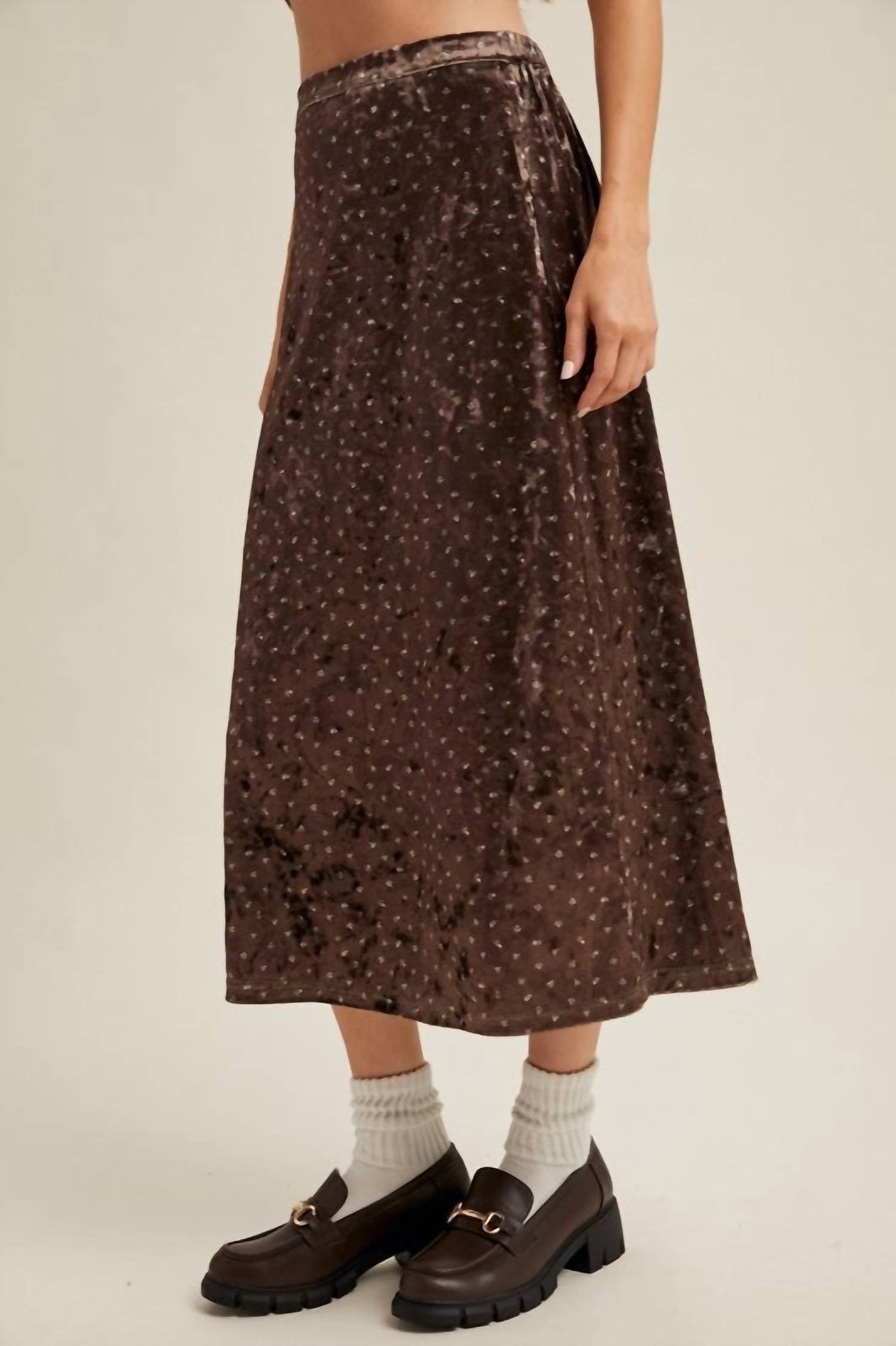 WISHLIST Velvet Floral Midi Skirt in brown - women's skirt - view 4