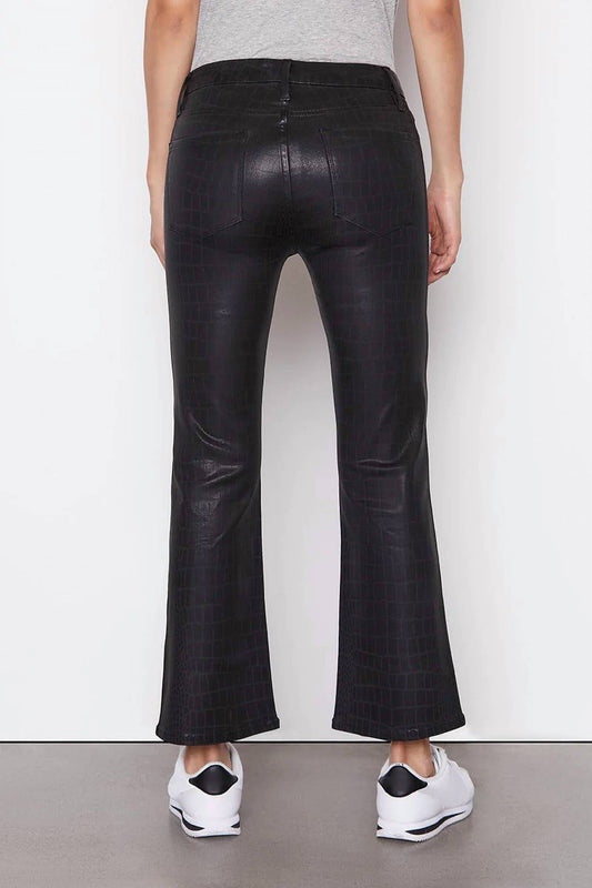 Frame - Mid Rise Noir Croc Coated Le Mini Boot Crop Jeans