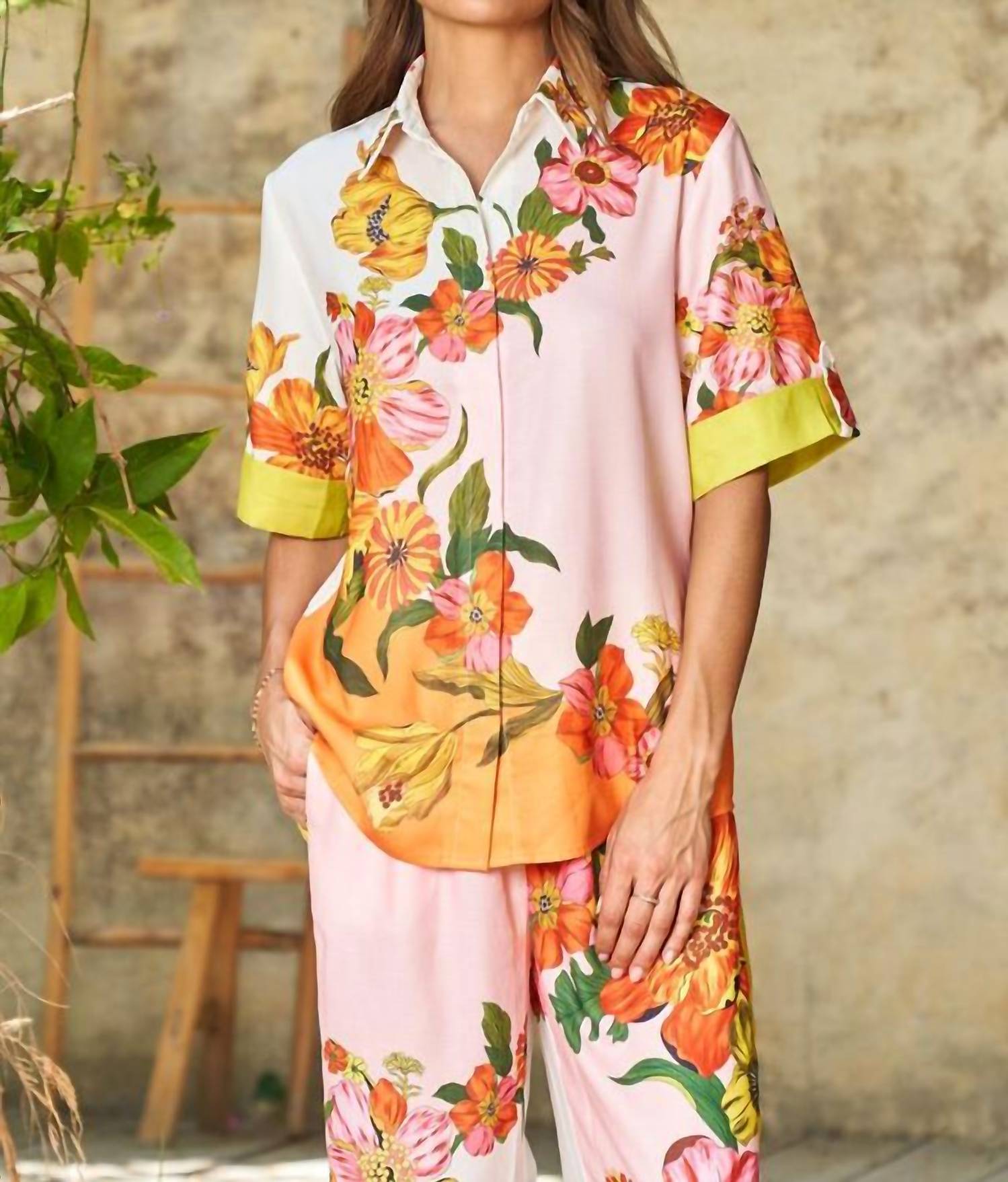 PAPARAZZI Printed Short Sleeve Shirt in pansy - women's t-shirt