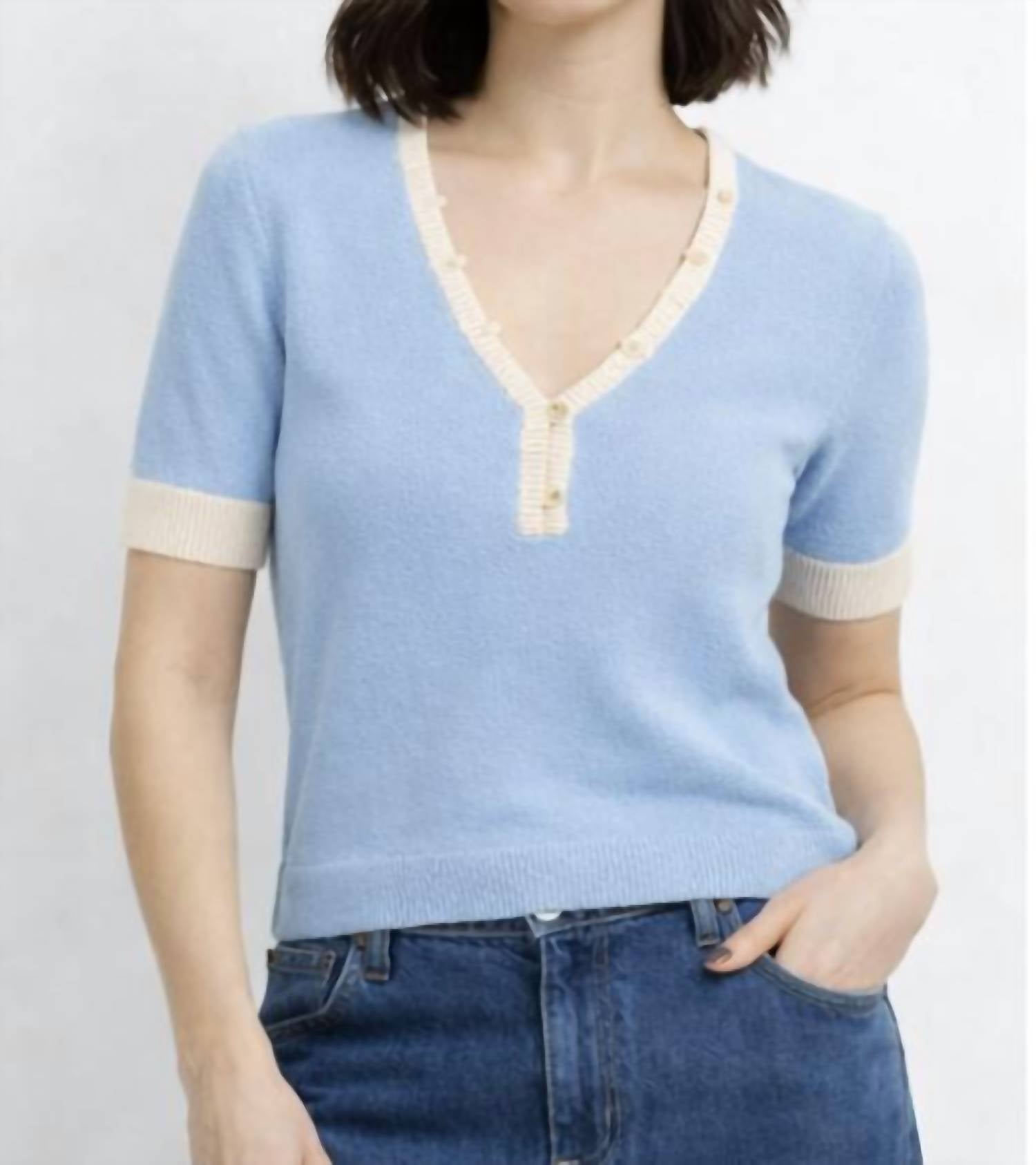 White + Warren - Boucle Short Sleeve Henley Top