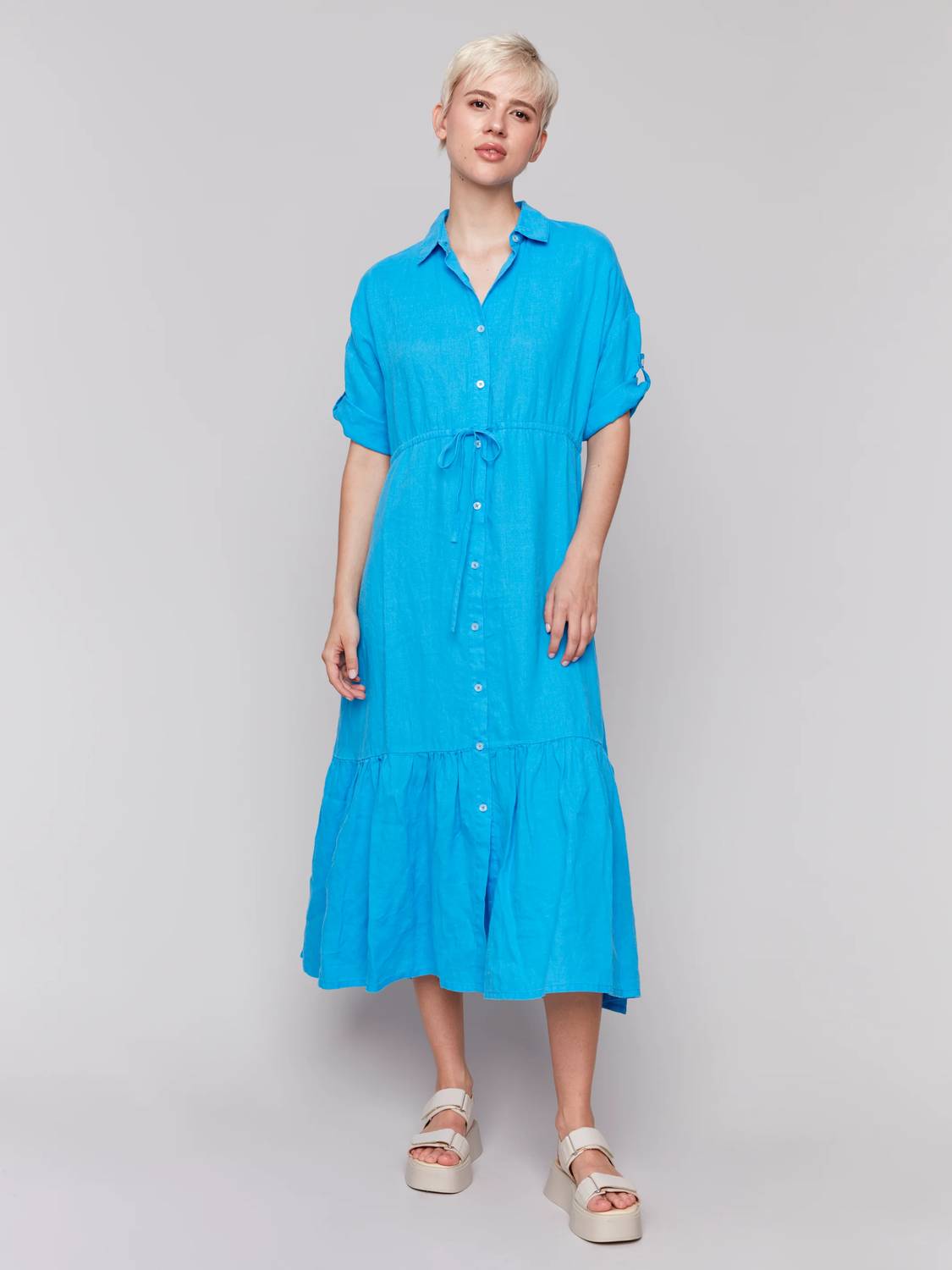 Charlie B - Short Sleeve Button-front Dress