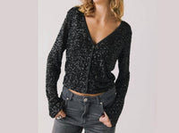 Chaser Women's Sparrow Long Sleeve Top in black - women's long sleeve top