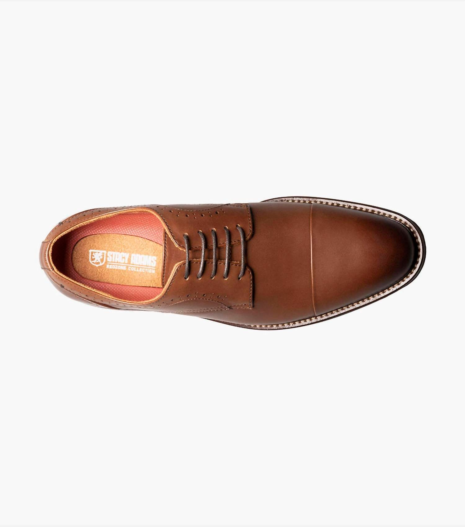 STACY ADAMS Men's Maddox Cap Toe Oxfords in chocolate - men's shoe - detail view