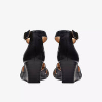 Clarks Women's Cielo Charm Wedge Sandal in black leather - women's sandal - view 4