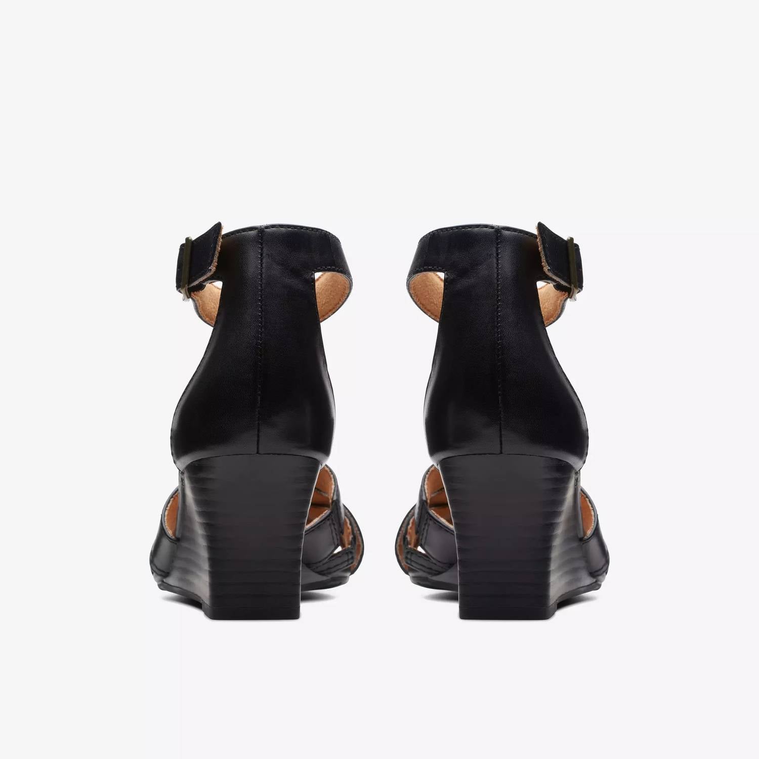 Clarks Women's Cielo Charm Wedge Sandal in black leather - women's sandal - view 4