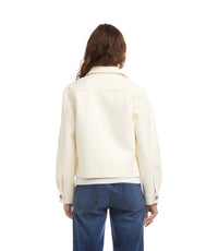 Karen Kane Faux Leather Cropped Jacket in off white - women's jacket - detail view