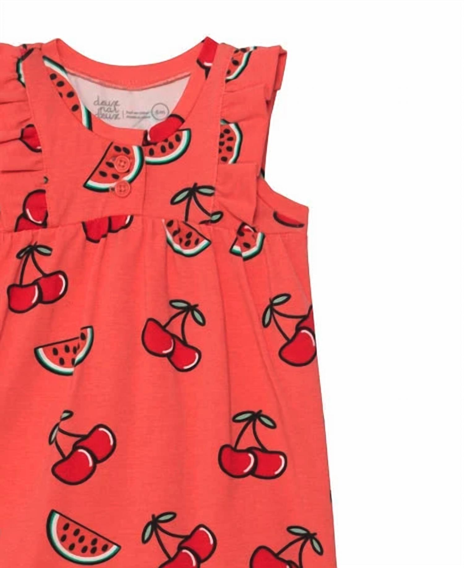 Deux Par Deux - Girl's Cherry Organic Cotton Romper