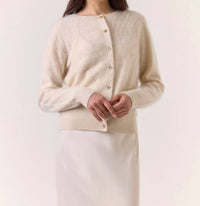 Brodie Cashmere Brushed Chelsea Cardigan in porcelain - women's cardigan