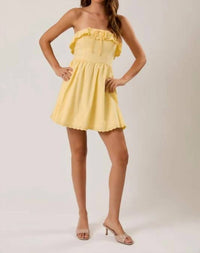 Le Lis - Strapless Eyelet Scallop Hemline Detail Mini Dress