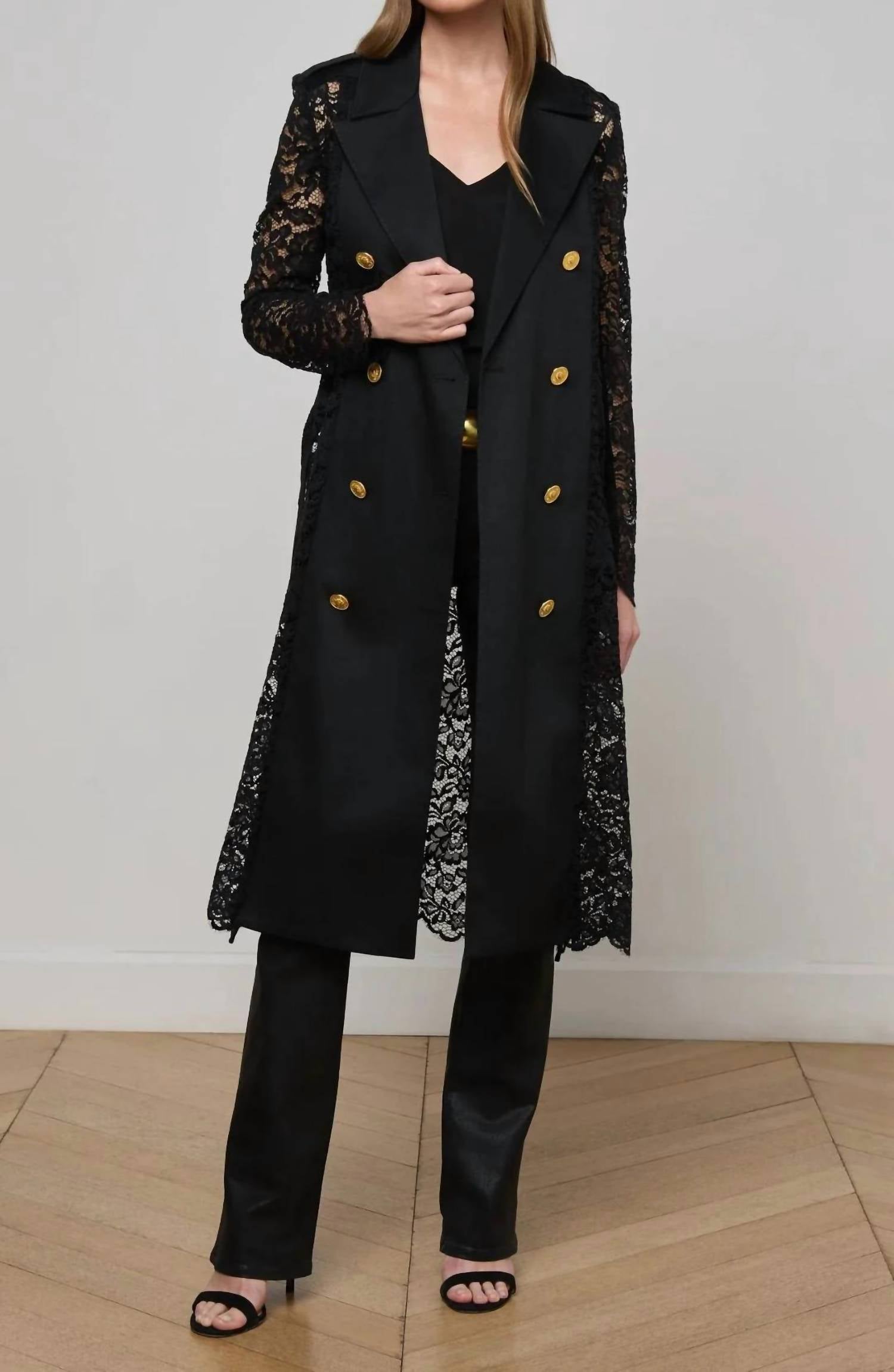 L'Agence - Amata Lace Trench Coat