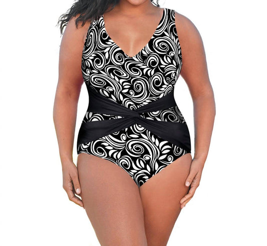 Always For Me - Plus Size V-Neck Twist Front One Piece Swimsuit