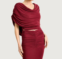 line and dot Mazzy Knit Top in burgundy - women's blouse - detail view
