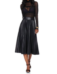 PINCH Pleated Pu Leather Skirt in black - women's skirt - detail view