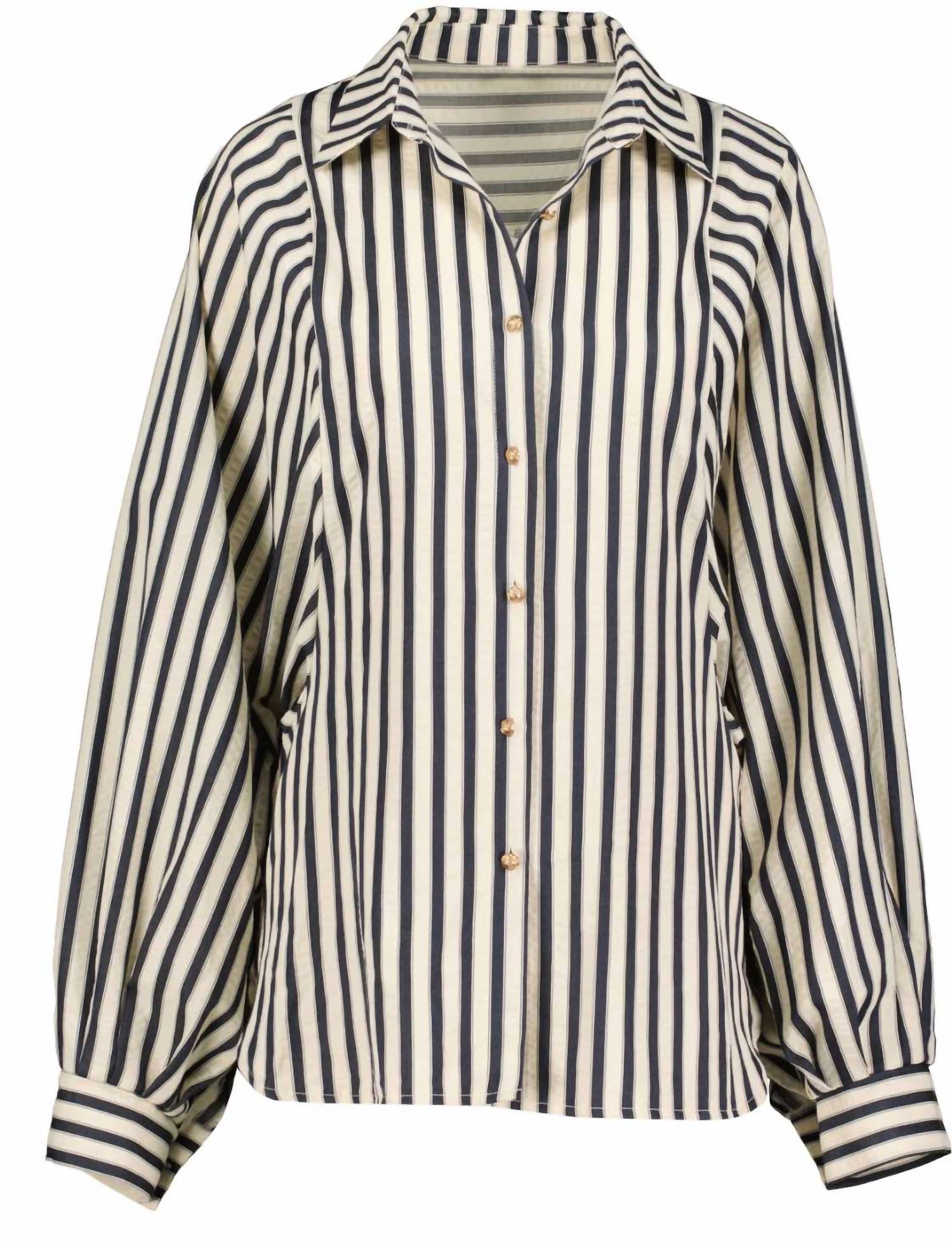 bishop + young Aly Dolman Sleeve Striped Top in navy stripe - women's shirt - alternate view