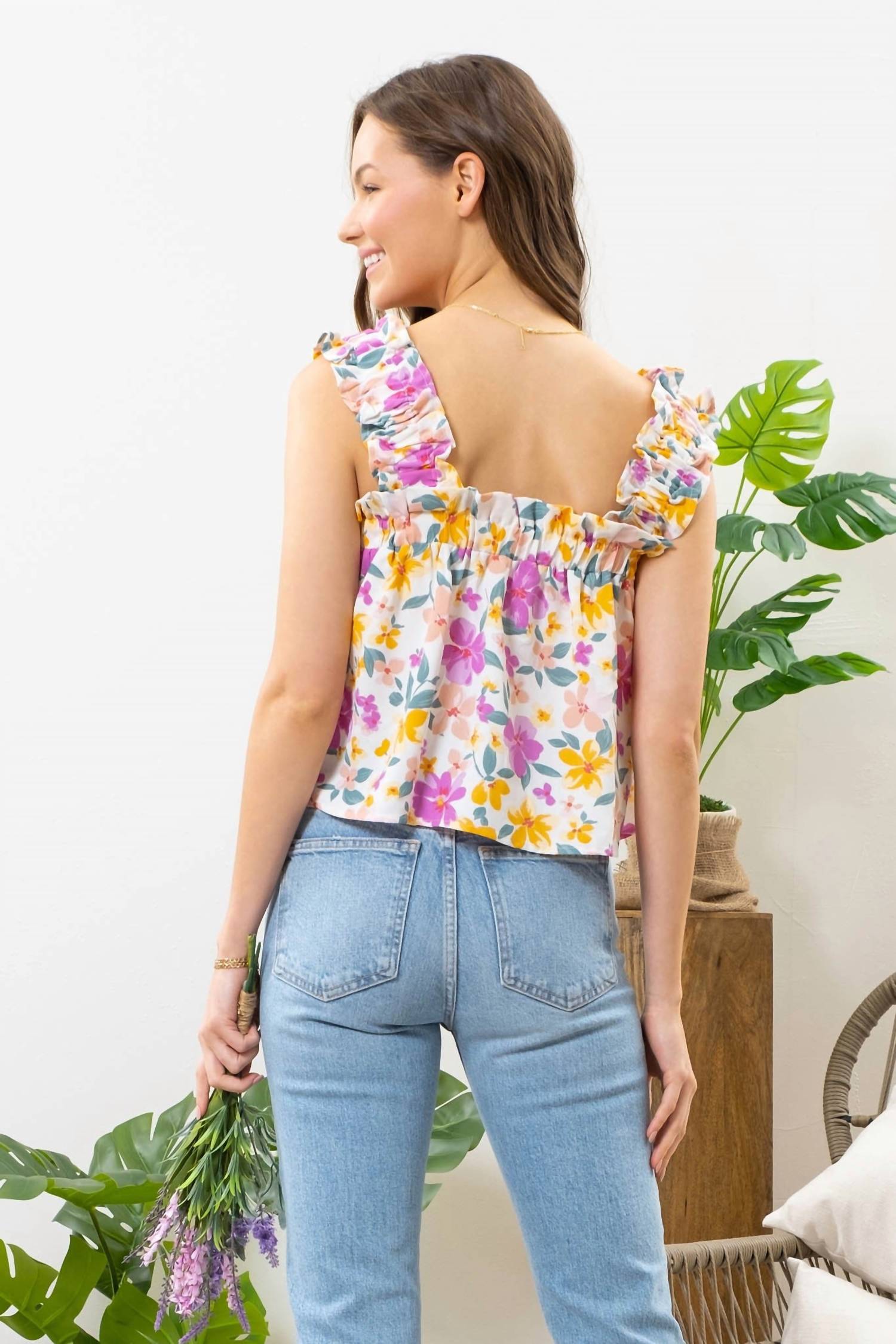 Blu Pepper - Floral Ruffled Top