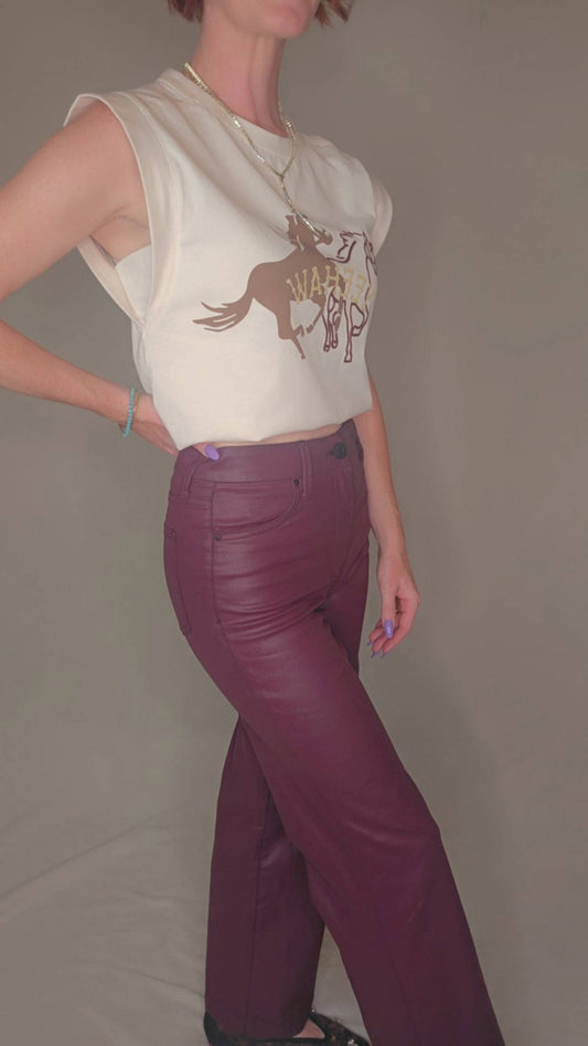 Kut From The Kloth - Meg Coated High Waist Wide Leg Jeans