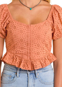 Rock & Roll Denim - Eyelet Puff Sleeve Blouse
