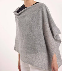 Brodie Cashmere Snuggle Cashmere Poncho in flint - women's sweater - detail view