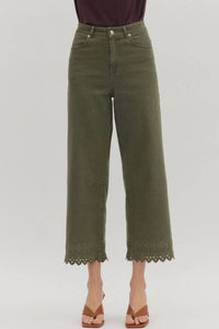 Entro - Embroidered Border Hem Pants