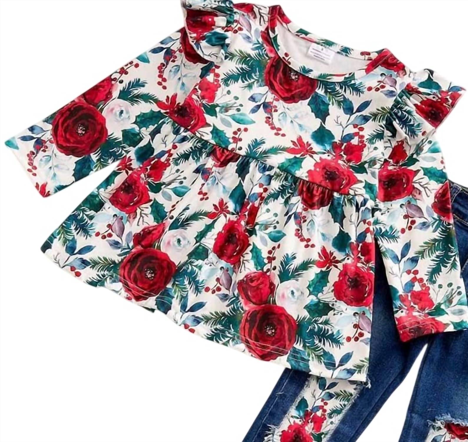 Okie + Lou - Girls Wintergreen Christmas Pant Set