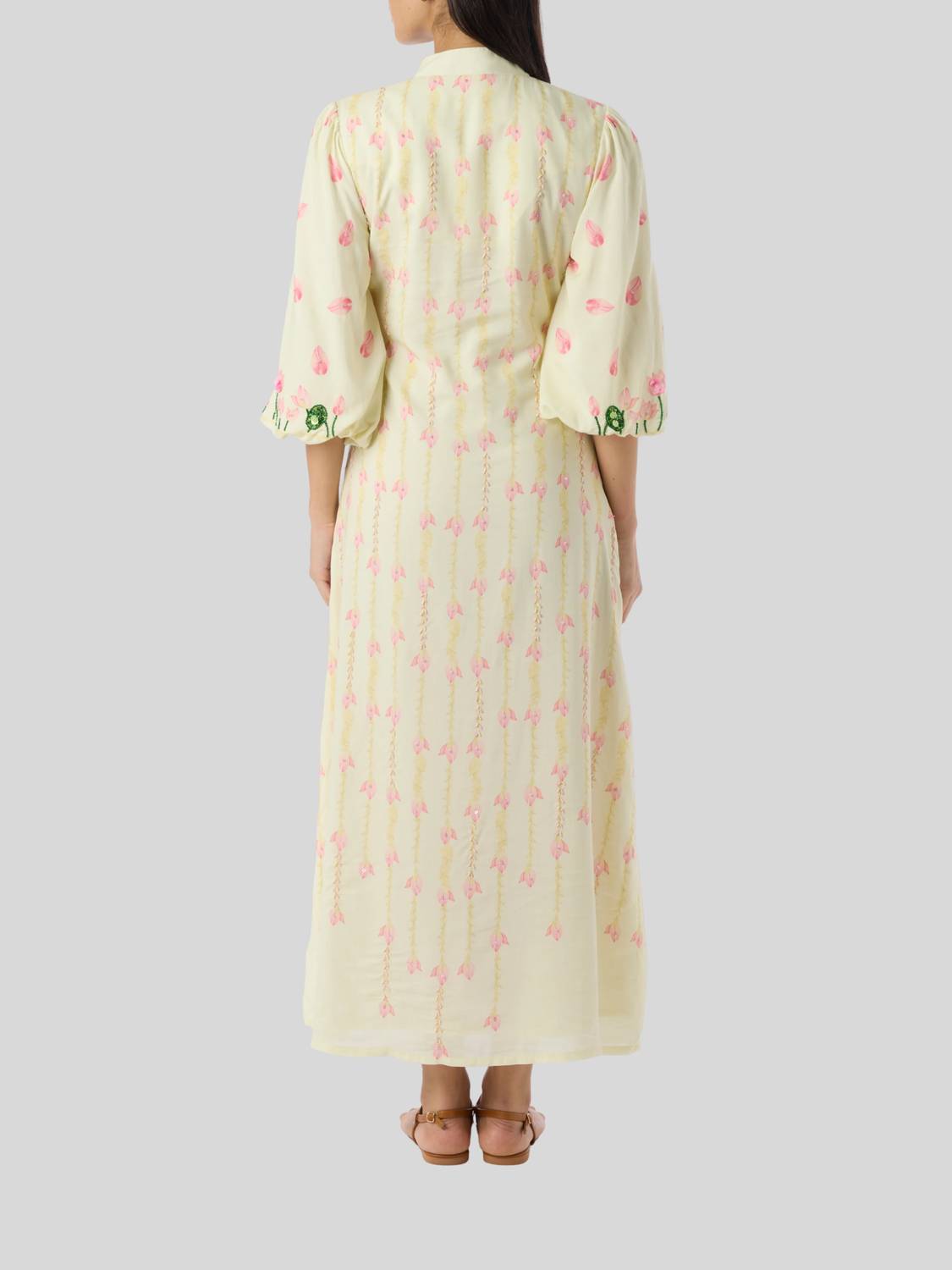 Verandah - Hand Beaded Blooming Lotus Midi Dress
