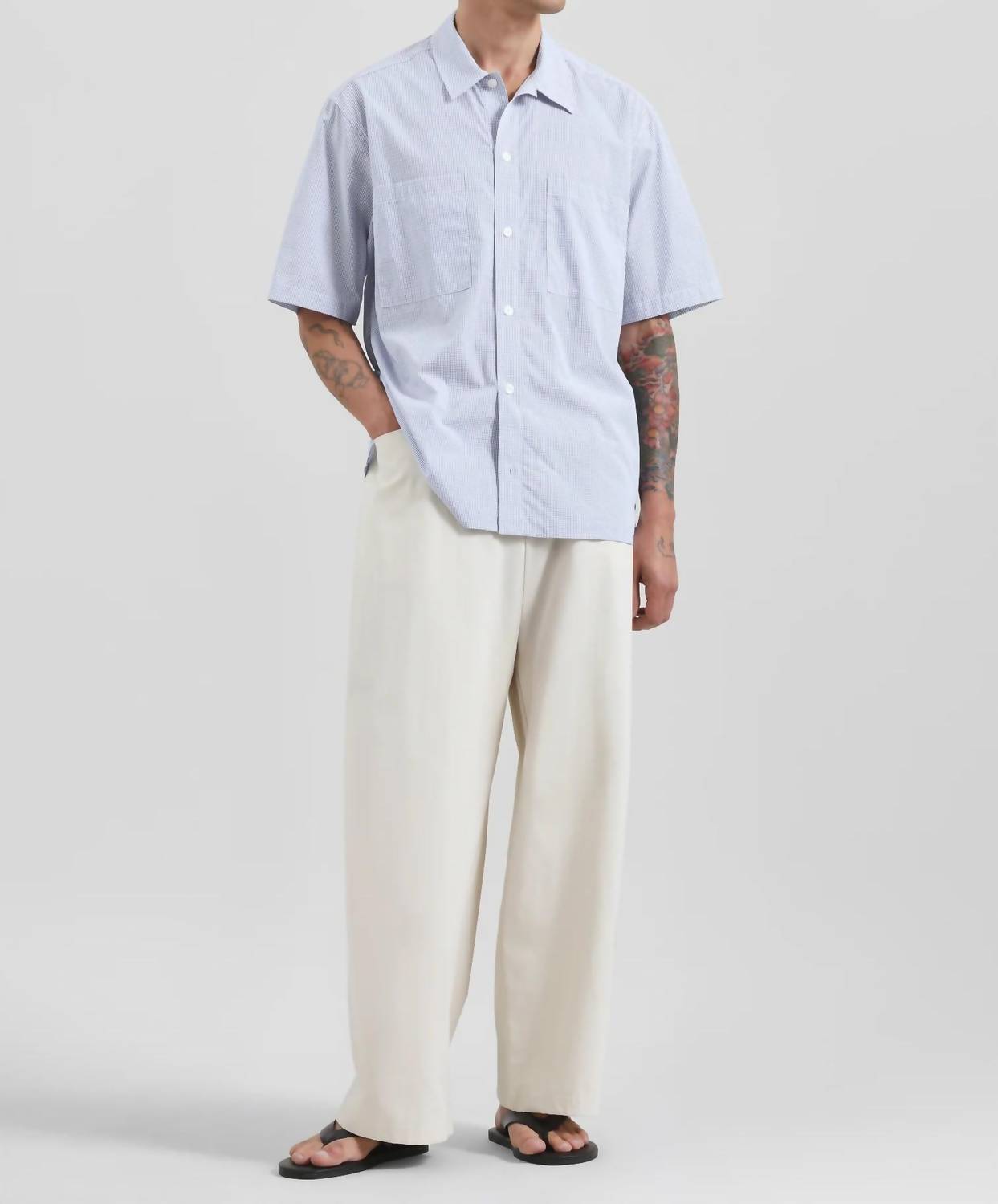 SAMSOE Men's Saayo Shirt in orion blue checker - men's shirt