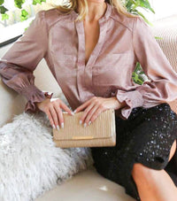 Vine & Love - Jacquard Satin Shirt Blouse