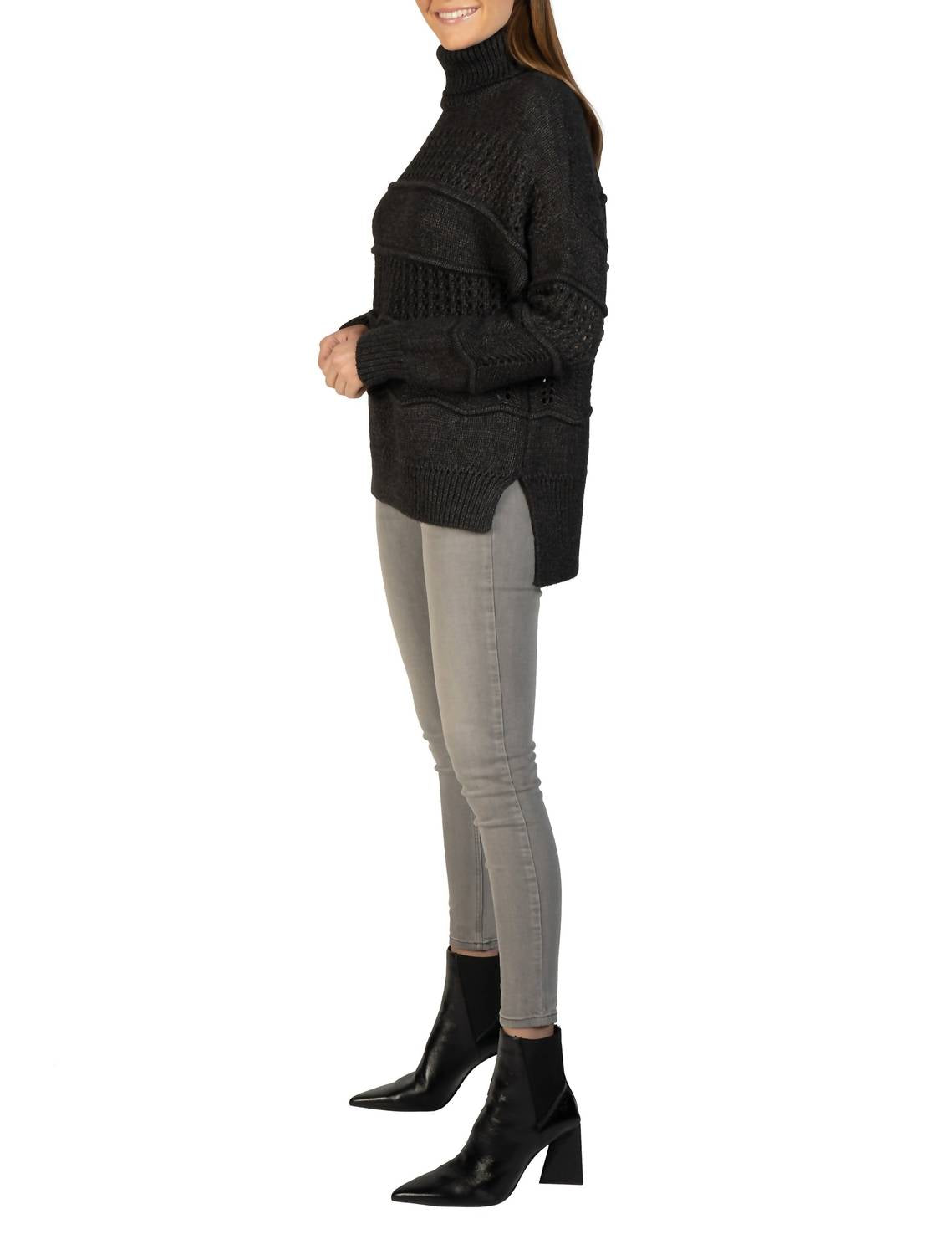 Love Token - Cable Knit Turtleneck Pullover Sweater