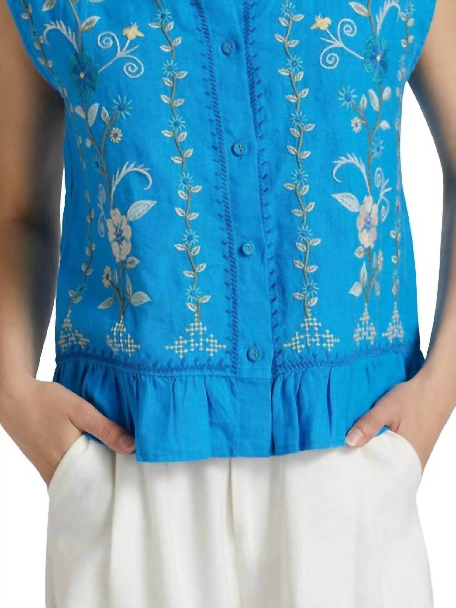 Johnny Was - JAANVI PEPLUM CAP SLEEVE BLOUSE
