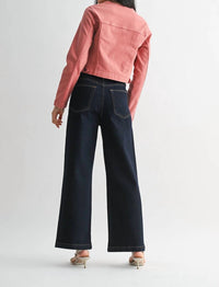 JUST BLACK DENIM Patch Pocket Wide Leg Jeans in blue - women's jeans - detail view