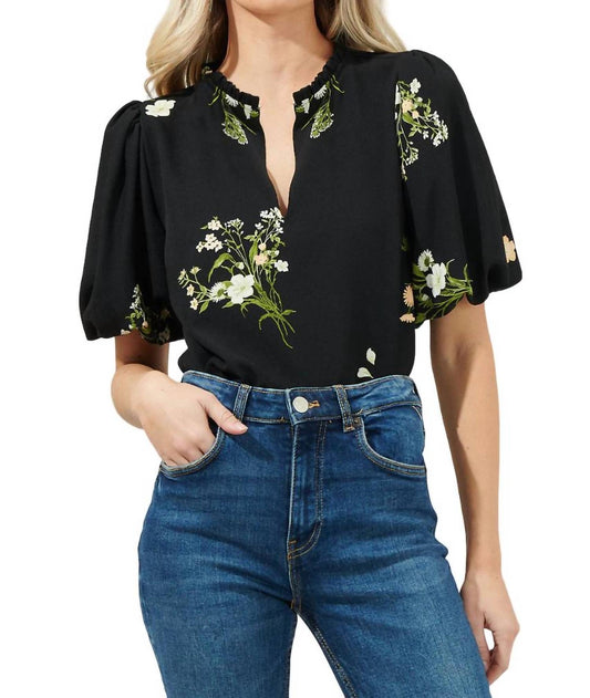 Sugarlips - JENNA FLORAL SPLIT NECK BLOUSE