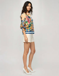 Celina Moon Sharona Puff Sleeve Shirt in multicolor - women's blouse - alternate view