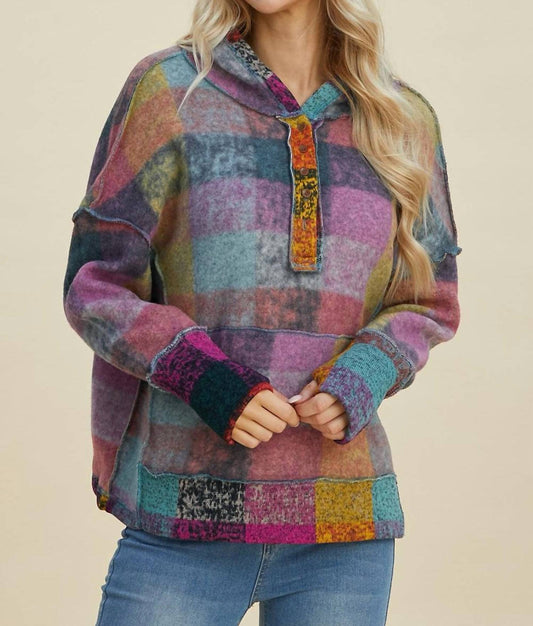 Double Take - Cozy Plaid Oversized Hoodie