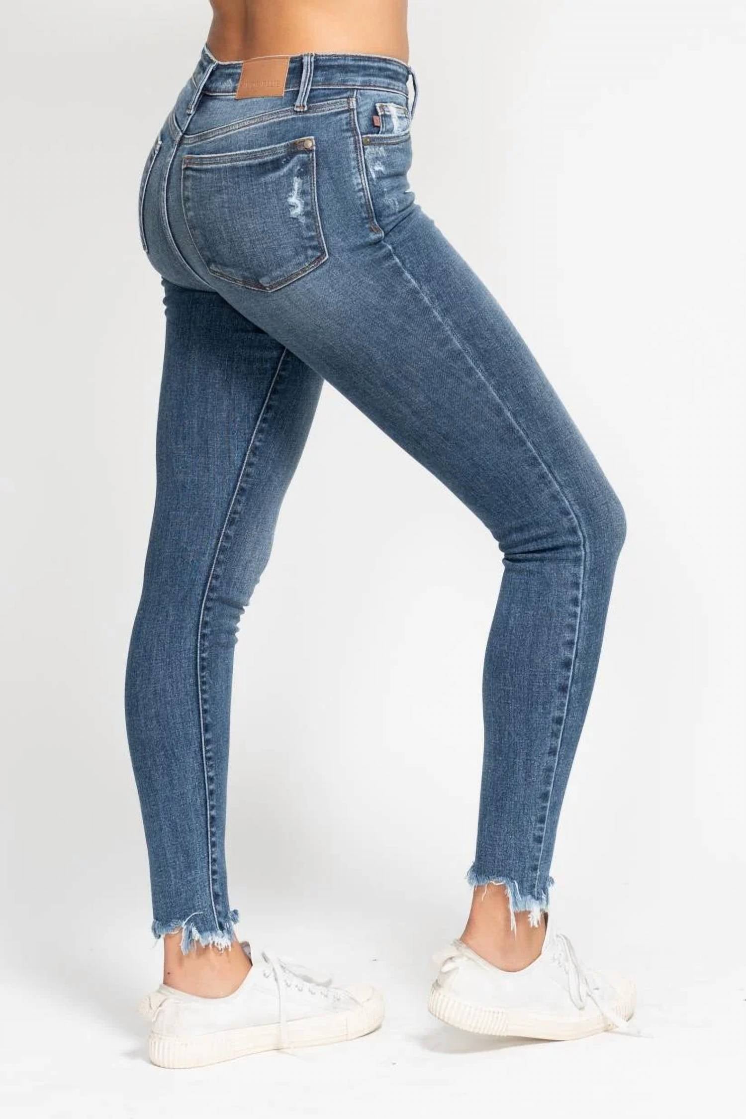 Judy Blue - Destroy Sharkbite Hem High Waist Skinny Jeans